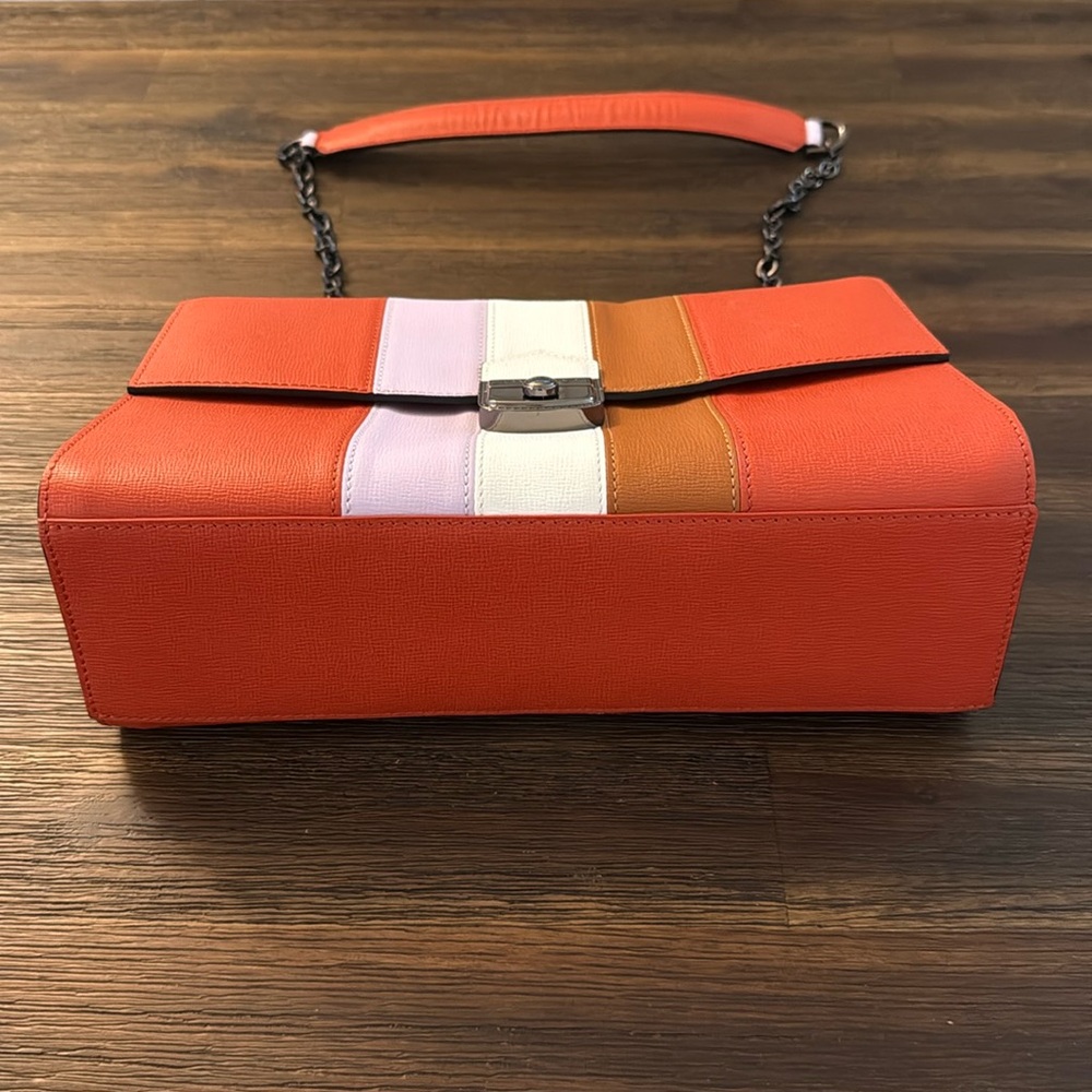 Longchamp Le Pliage Heritage Orange Colorblock Leather Shoulder Bag - Picture 7 of 16